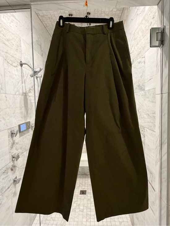 Frame Denim Pants - Frame Denim Wide-Leg Trousers in Dark Olive